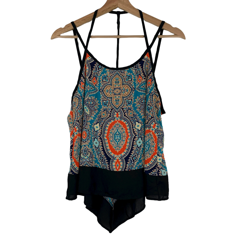 Vintage Boho Mandala Print Strappy Hi-Lo Tank Size S